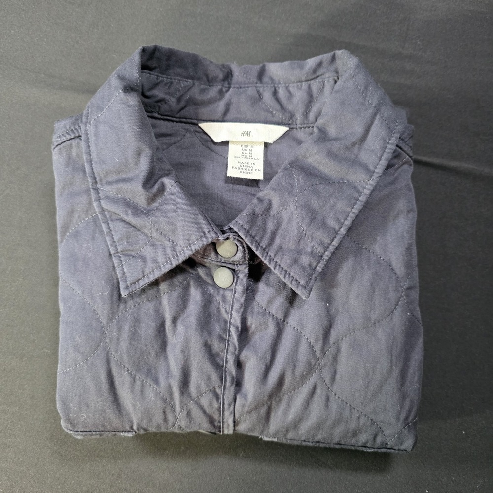 H&M Mens Quilted Cotton Vest, Size M, Black, Snap‎ Buttons